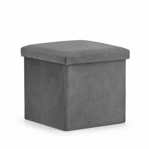 Skládací taburetka šedá L samet šedá