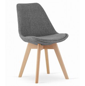 Set jídelních židlí NORI šedé bez knoflíků (hnědé nohy) 4ks