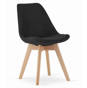 Set jídelních židlí NORI černé bez knoflíků (hnědé nohy) 4ks
