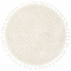Koberec Berber 7061 Ivory krém Romby 3D, kruh