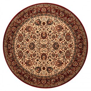 Koberec KASHQAI 4362 102 ornament, béžový / bordový kruh