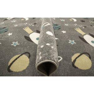 Metrážový koberec Lima C276A rakety / vesmír, šedý / krémový