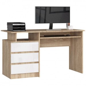 Kancelářský stůl CLP 135 cm sonoma/bílý lesk