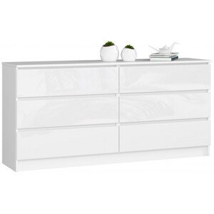 Komoda K160 6SZ CLP bílá, lesk