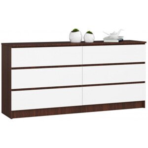 Komoda K160 6SZ CLP wenge/bílá