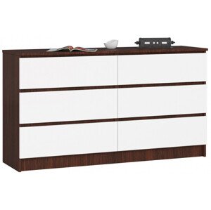 Komoda K140 6SZ CLP wenge/bílá