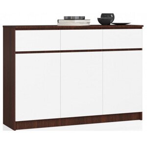 Komoda K140 3D 3SZ CLP wenge / bílá