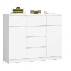 Komoda 120 cm K017 2D 6SZ bílá