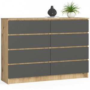 Komoda K140 8SZ CLP dub artisan / šedá