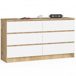 Komoda K140 6SZ CLP dub artisan / bílá