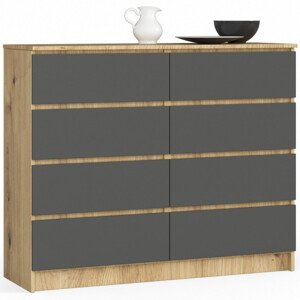 Komoda K120 8SZ CLP dub artisan / šedá
