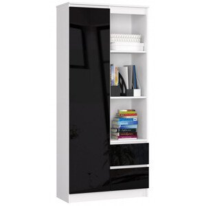 Regál R11 R80 1D 2SZ CLP bílý/černý lesk
