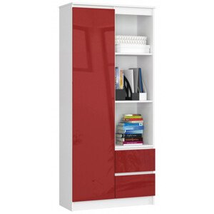 Regál R11 R80 1D 2SZ CLP bílý/červený lesk