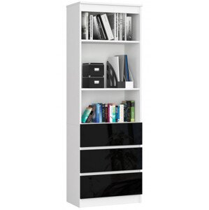 Regál R60 3SZ 2P CLP bílý / černý lesk