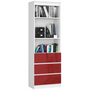 Regál R60 3SZ 2P CLP bílý / červený lesk