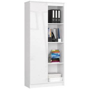 Regál R80 1D 4P CLP bílý / bílý lesk