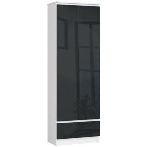 Uzavřený regál R60 2D 1SZ CLP bílý / grafitový lesk