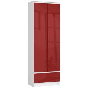 Uzavřený regál R60 2D 1SZ CLP bílý / červený lesk
