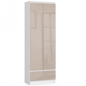 Uzavřený regál R60 2D 1SZ CLP bílý / cappuccino lesk