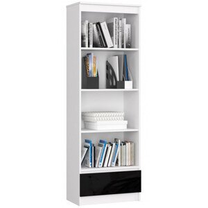 Regál R60 1SZ 4P CLP bílý / černý lesk