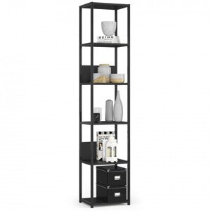 Kovový regál 40 cm, 6 polic, černý / černý