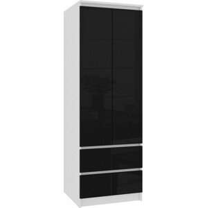 Skříň STAR S 60 cm 2D 2SZ bílá / černá lesk