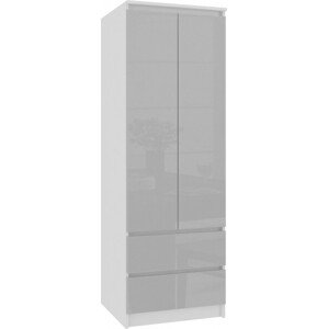 Skříň STAR S 60 cm 2D 2SZ bílá / metalická lesk