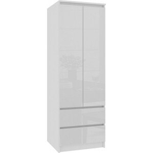 Skříň STAR S 60 cm 2D 2SZ bílá / bílá lesk