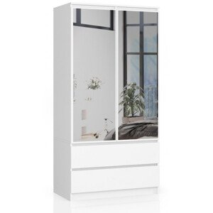 Skříň S 90 cm 2D 2SZ 2 zrcadla CLP bílá