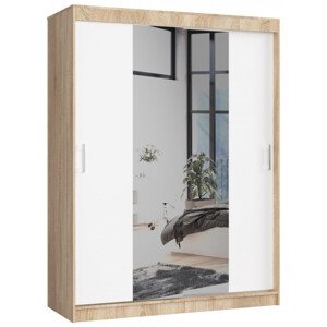 Šatní skříň s posuvnými dveřmi 150 cm CLP sonoma / bílá