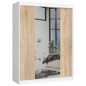 Šatní skříň s posuvnými dveřmi 150 cm CLP bílá/ sonoma