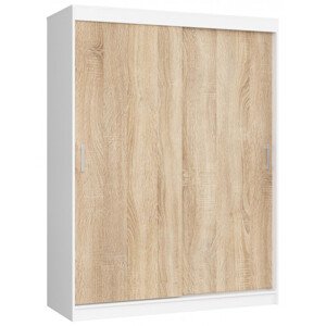 Šatní skříň s posuvnými dveřmi 150 cm CLP mono bílá / sonoma
