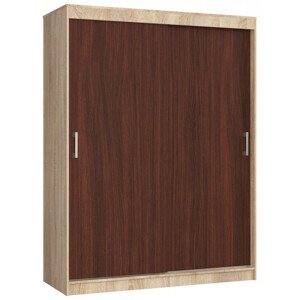 Šatní skříň s posuvnými dveřmi 150 cm CLP mono sonoma / wenge