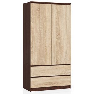 Skříň S 90 cm 2D 2SZ CLP wenge / sonoma