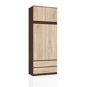 Skříň s nástavcem S 90 cm 2D 2SZ CLP wenge / sonoma