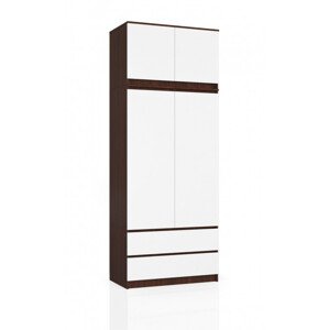 Skříň s nástavcem S 90 cm 2D 2SZ CLP wenge / bílá