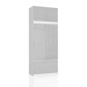Skříň s nástavcem S 90 cm 2D 2SZ CLP metalická, lesk