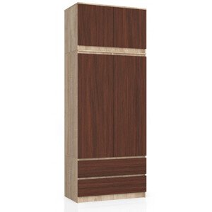 Skříň s nástavcem S 90 cm 2D 2SZ CLP dub sonoma / wenge