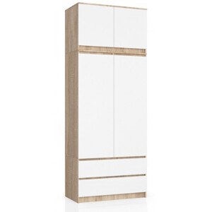 Skříň s nástavcem S 90 cm 2D 2SZ CLP dub sonoma / bílá