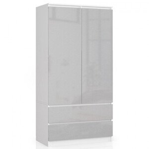 Skříň S 90 cm 2D 2SZ CLP metalická, lesk