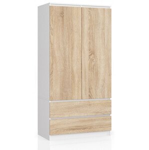 Skříň S 90 cm 2D 2SZ CLP bílá / sonoma