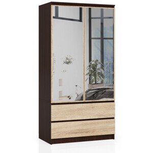 Skříň S 90 cm 2D 2SZ 2 zrcadla CLP wenge / sonoma