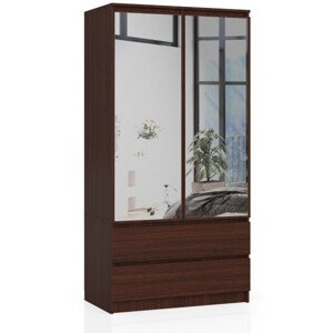 Skříň S 90 cm 2D 2SZ 2 zrcadla CLP wenge