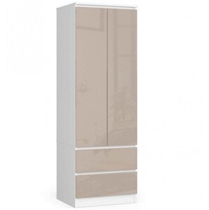 Skříň STAR S 60 cm 2D 2SZ bílá / cappuccino, lesk