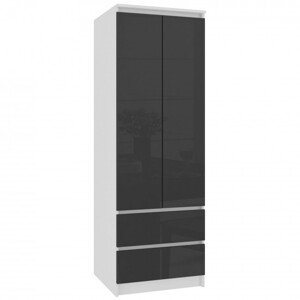 Skříň STAR S 60 cm 2D 2SZ bílá / grafitová, lesk