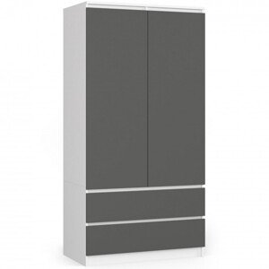 Skříň S 90 cm 2D 2SZ CLP bílá / šedá