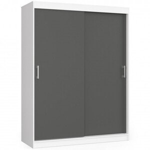 Šatní skříň s posuvnými dveřmi 150 cm CLP mono bílá / šedá