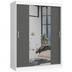 Šatní skříň s posuvnými dveřmi 150 cm CLP bílá / šedá