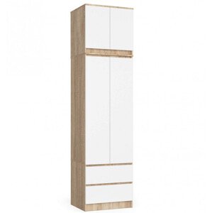 Skříň s nástavcem S 60 cm 2D 2SZ CLP dub sonoma / bílá