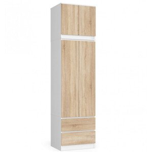 Skříň s nástavcem S 60 cm 2D 2SZ CLP bílá / sonoma